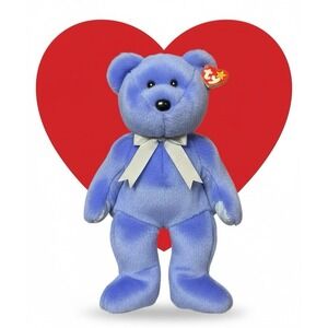 Ty Beanie Buddies Clubby II 1999 Blue Teddy Bear 14\" Plush 100% Tylon Tag MWMT